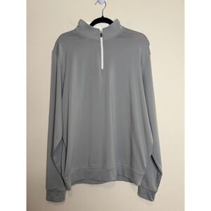 Deolax Men's Quarter Zip Pullover Light Grey Athletic Golf Performance Shirt L